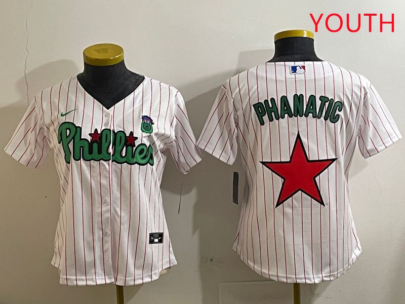 Youth Philadelphia Phillies Blank White Stripe Second generation joint name 2025 Nike MLB Jersey style 10